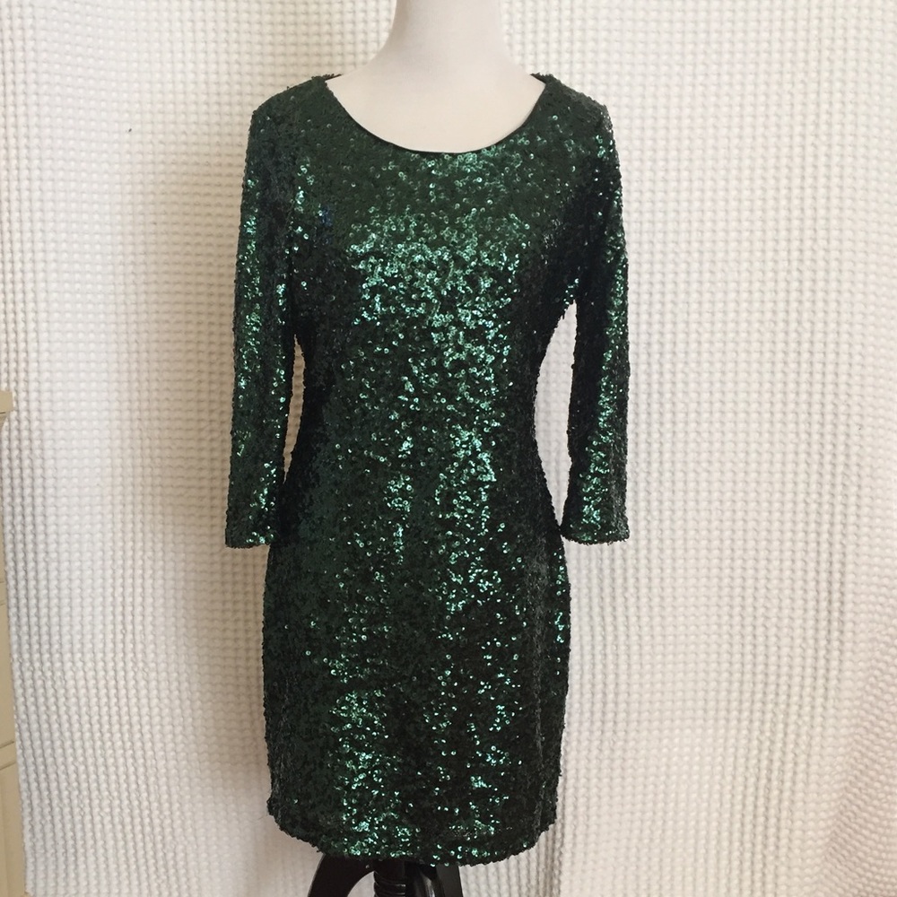 Sequin embellished party sheath dress